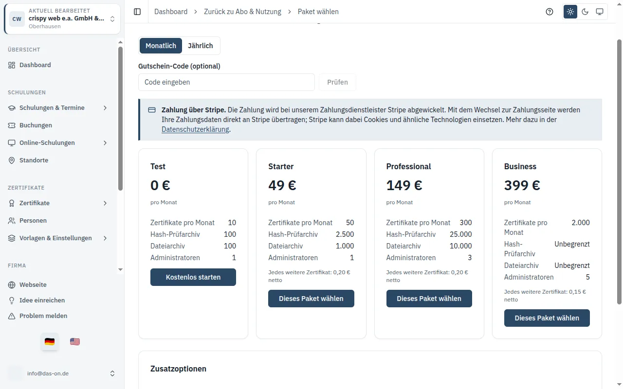 Bildschirmfoto zur Anleitung: Gutschein einlösen